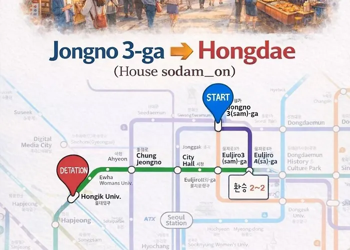 아파트 Sodamon Hanok Terrace Family Jongno